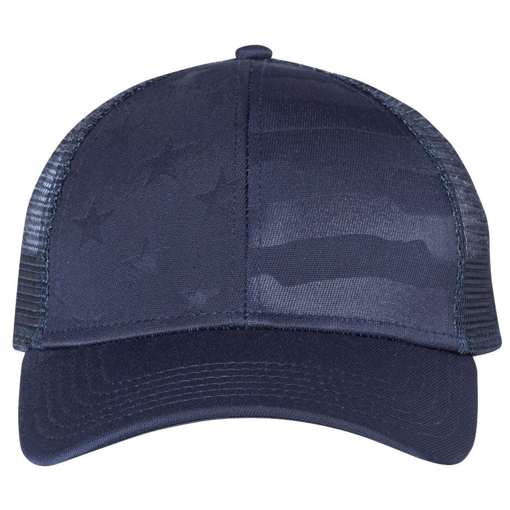 Outdoor Cap Navy Debossed Stars and Stripes with Mesh Back