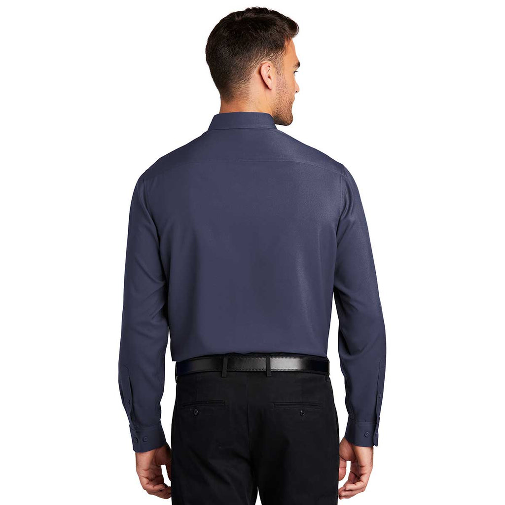 Port Authority Men's True Navy Long Sleeve Performance Staff Shirt