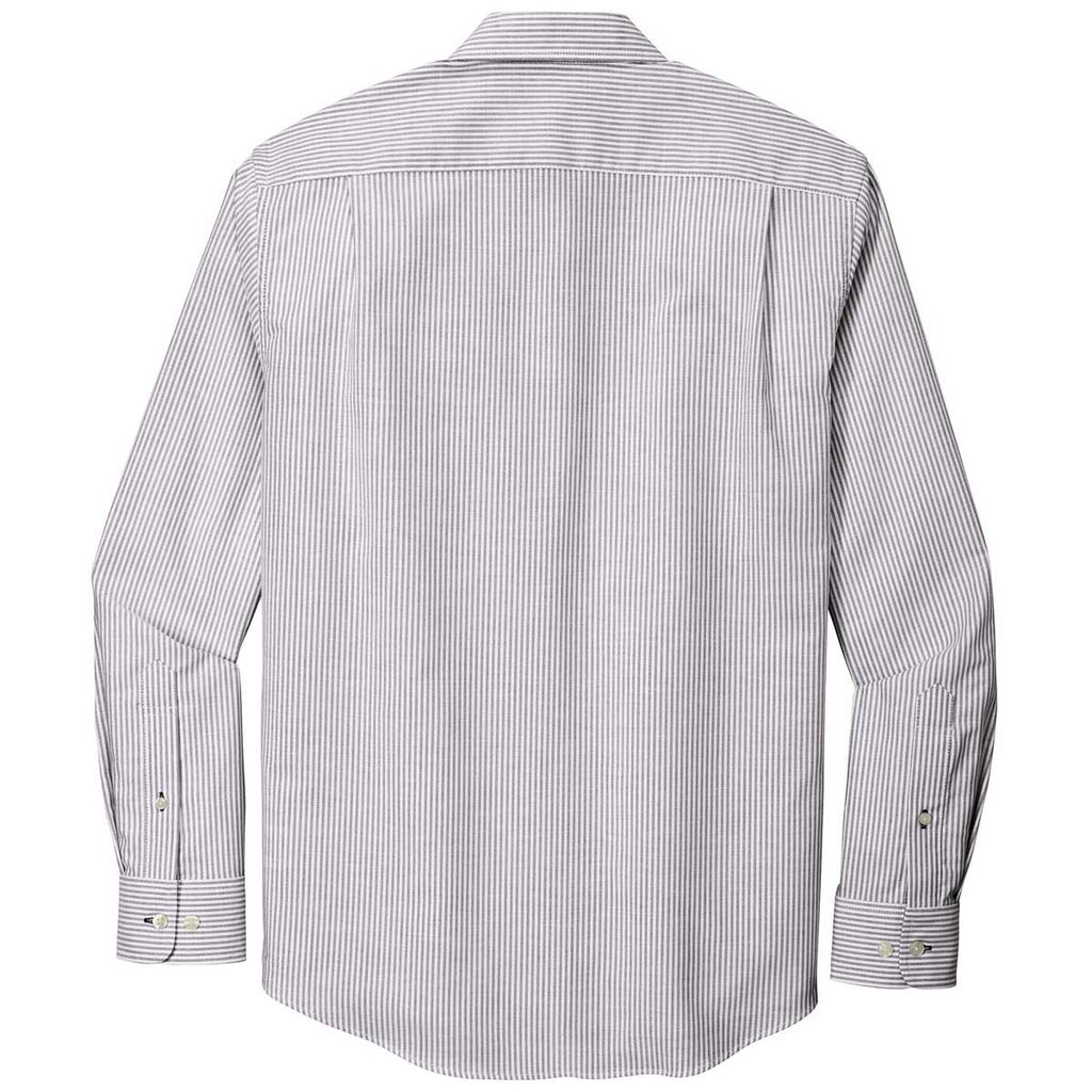 Port Authority Men's Gusty Grey/White SuperPro Oxford Stripe Shirt