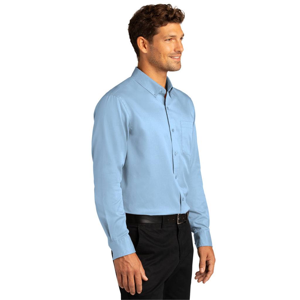 Port Authority Men's Cloud Blue Long Sleeve SuperPro React Twill Shirt