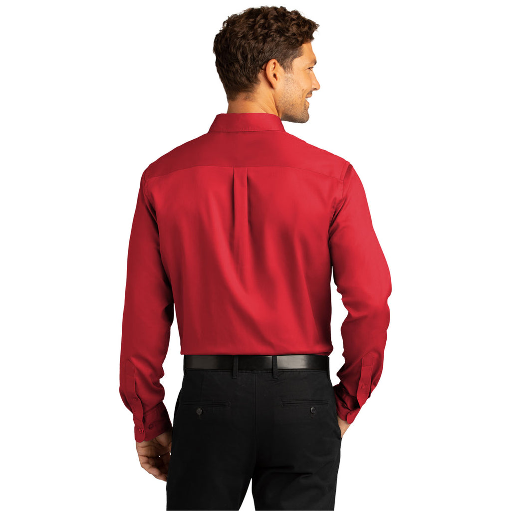Port Authority Men's Rich Red Long Sleeve SuperPro React Twill Shirt