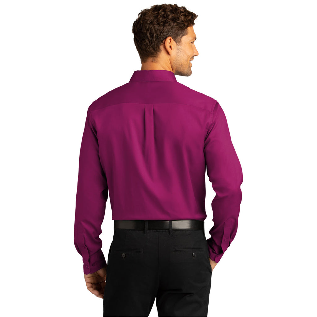 Port Authority Men's Wild Berry Long Sleeve SuperPro React Twill Shirt