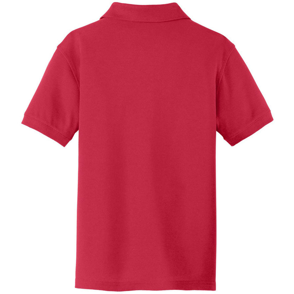 Port Authority Youth Rich Red Core Classic Pique Polo