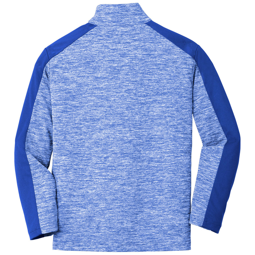 Sport-Tek Youth True Royal Electric/True Royal PosiCharge Electric Heather Colorblock 1/4-Zip Pullover