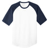 Sport-Tek Youth White/Navy Short Sleeve Colorblock Raglan Jersey