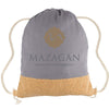Gold Bond Inc Grey Cotton Canvas Drawstring Backpack with Cork