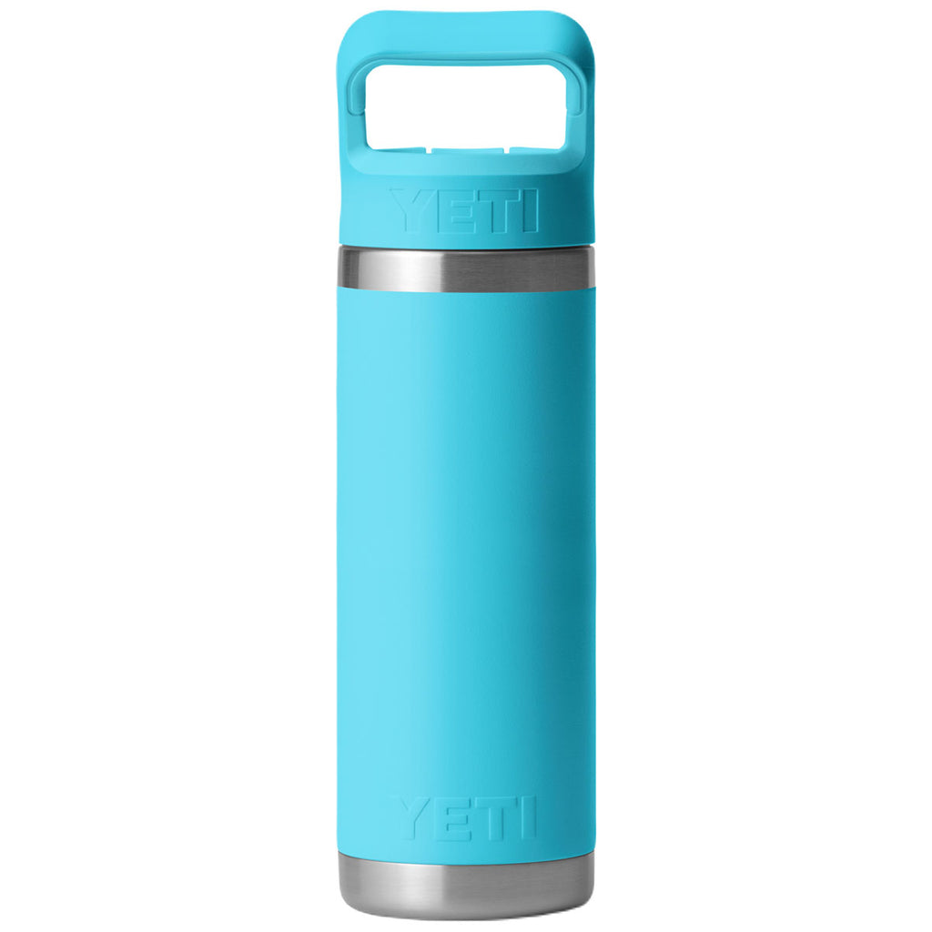 YETI Reef Blue Rambler 18 oz Water Bottle W/ Color Matching Straw Cap